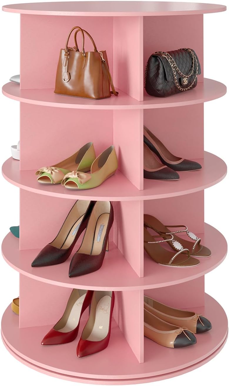 SpaceAid 4 Tier Rotating Shoe Rack Tower for Organized Storage