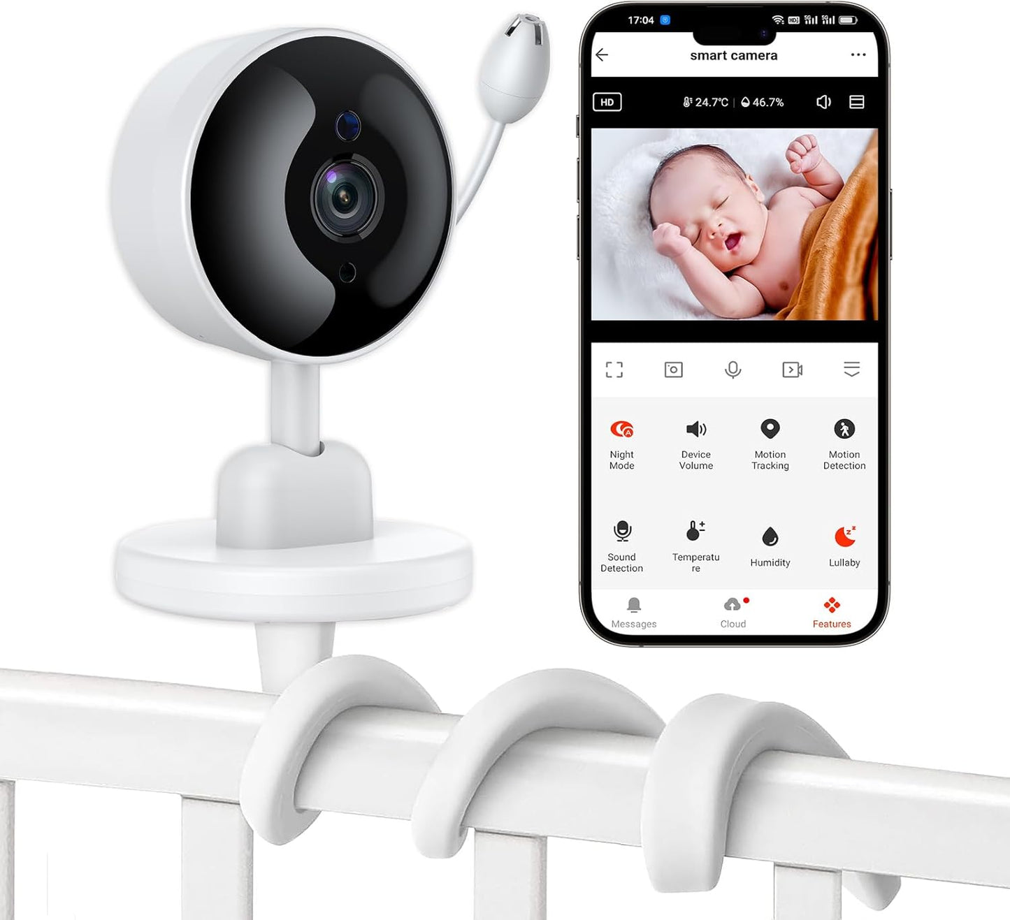 2K WiFi Baby Monitor: Motion Detection, Night Vision