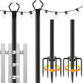 2 Pack String Light Poles 10 Ft for Outside String Lights - Sturdy