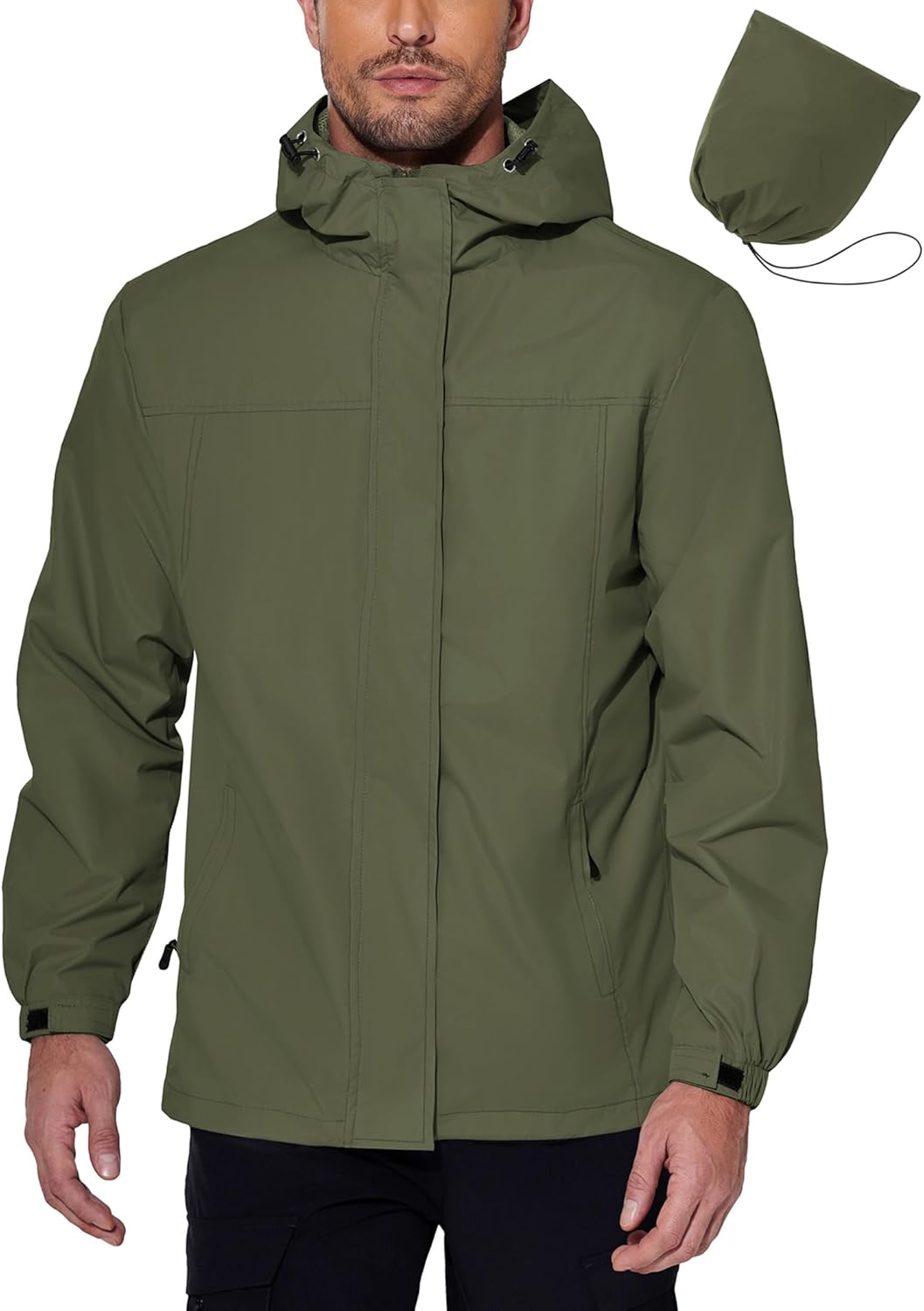 COOFANDY Men's Rain Jacket Waterproof Lightweight Packable Shell