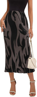 PRETTYGARDEN High Waist Graphic Print Plisse Midi Skirt (Style 3WVB)