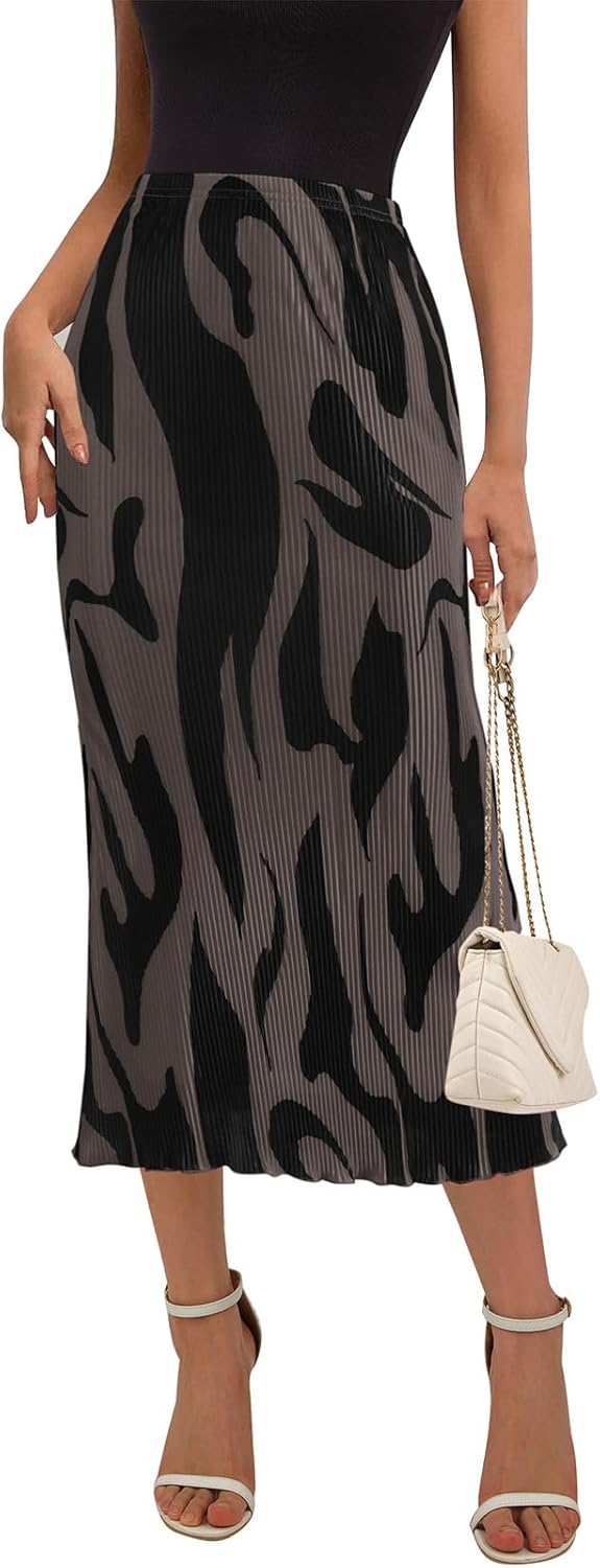 PRETTYGARDEN Women's Trendy High Waist Pleated Midi Skirt