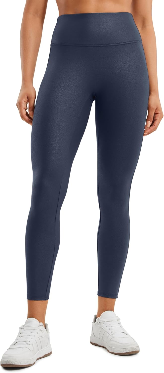 CRZ YOGA No Front Seam Faux Leather Leggings for Women