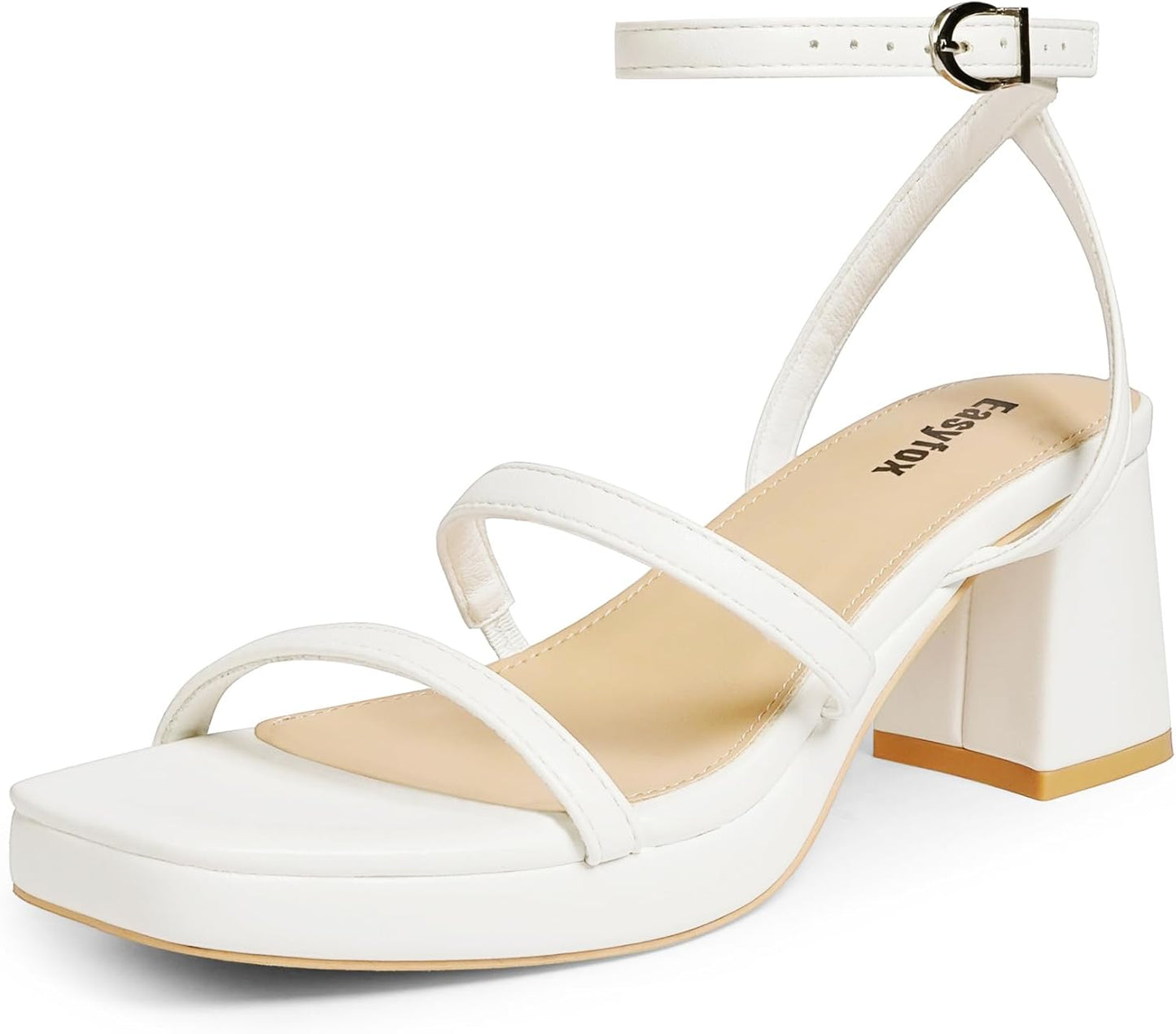 Platform Sandals for Women with Chunky Heels and Two Straps