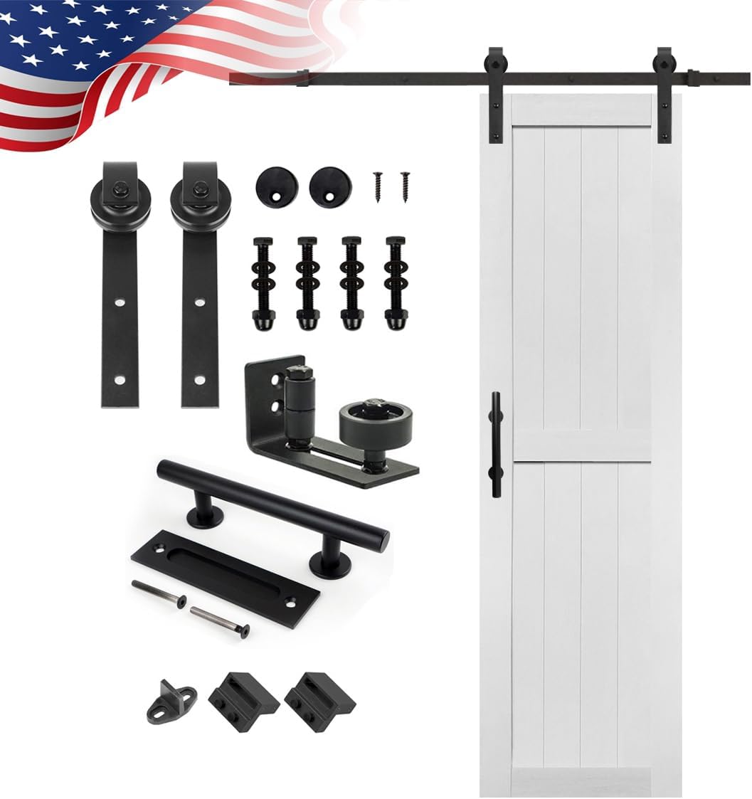 24in x 84in MDF Barn Door with Sliding Hardware Kit for Home