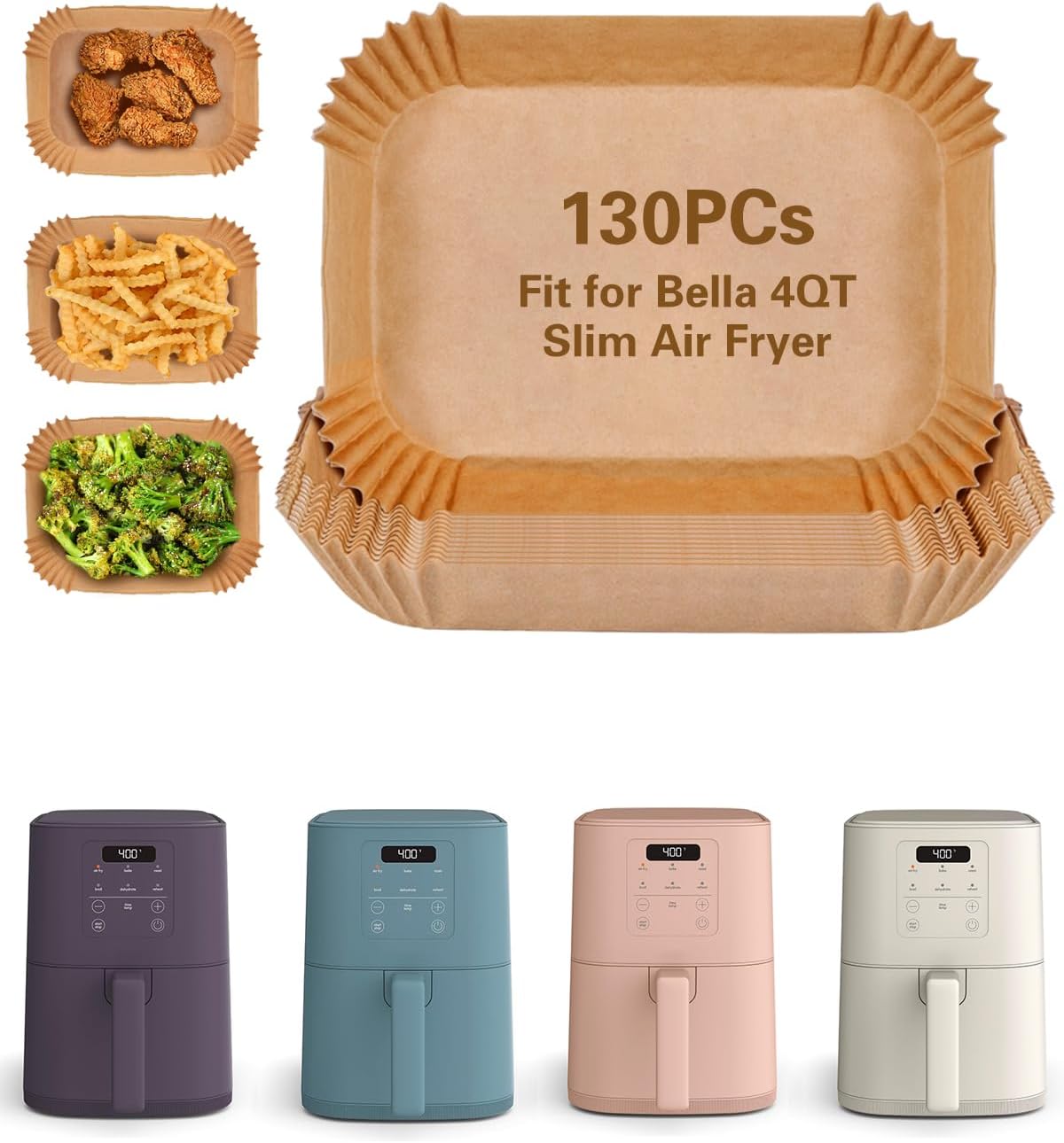130PCs Air Fryer Parchment Liners: Non-Stick & Oil Proof for Easy Cleanup