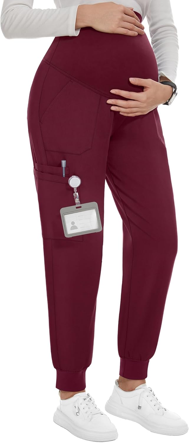 PACBREEZE Women's Maternity Scrubs with 6 Pockets for Comfort