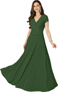 KOH KOH Womens Sexy Cap Short Sleeve V-Neck Flowy Cocktail Gown is