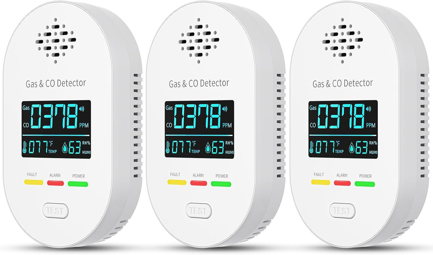 3-Pack Carbon Monoxide Detectors for Home & Travel Safety