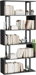 Gadroad 5-Tier Geometric Bookcase S-Shaped Shelf - Space-Saving