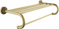 Antique Brass Towel Rack Wall Mount 24 in with Shelf - Vintage Petal