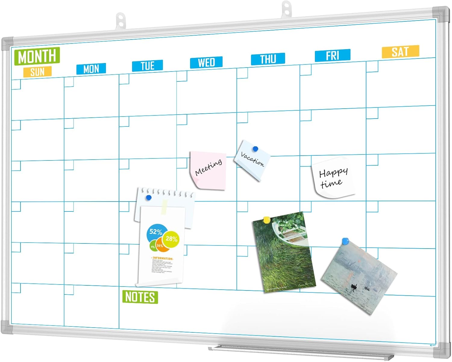 Lockways Dry Erase Calendar Whiteboard for Monthly Planning