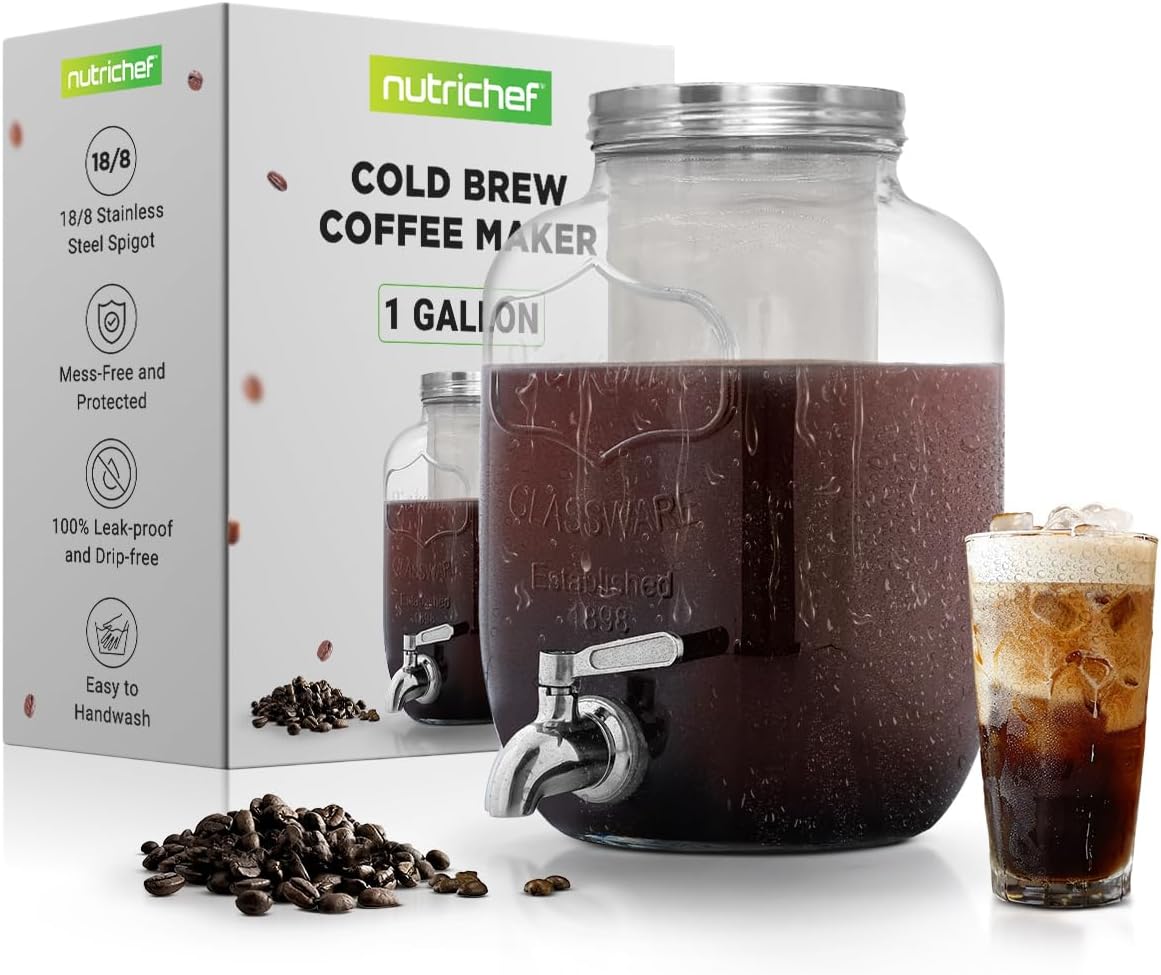 NutriChef Cold Brew Maker - Drip-Free & Easy Clean