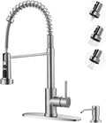 Brushed Nickel Kitchen Sink Faucet with Pull Down Sprayer - Durable
