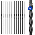 Wrought Iron Hollow Balusters - 12 Pack Black Stair Spindles