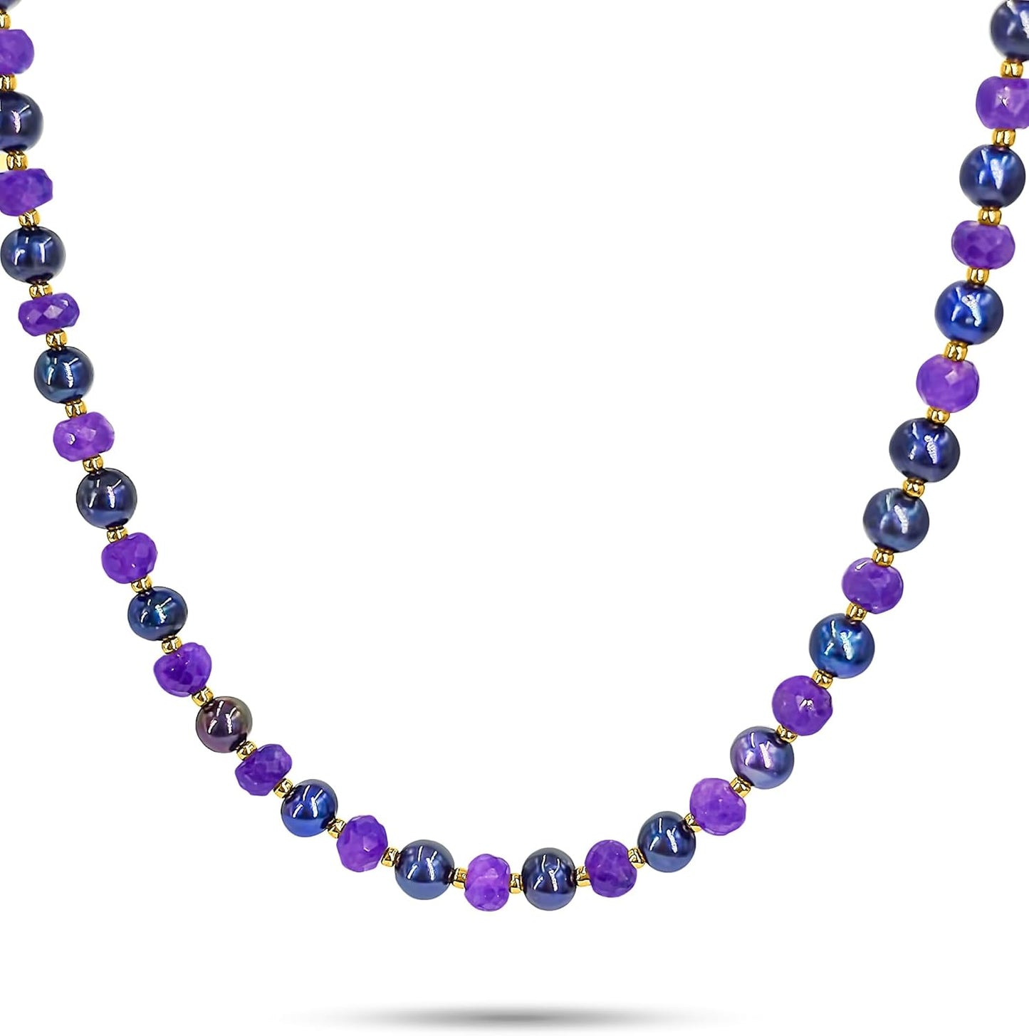 Real Pearls and Stone Strand Choker Necklace for Unique Gifts