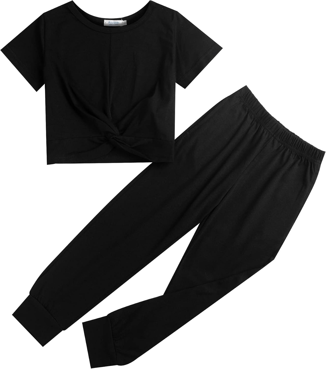 Arshiner Girls Tie Dye Twist Front Tops & Sweatpants Outfits
