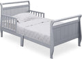 Delta Children Wood Sleigh Toddler Bed, Grey - Safe Low Bed