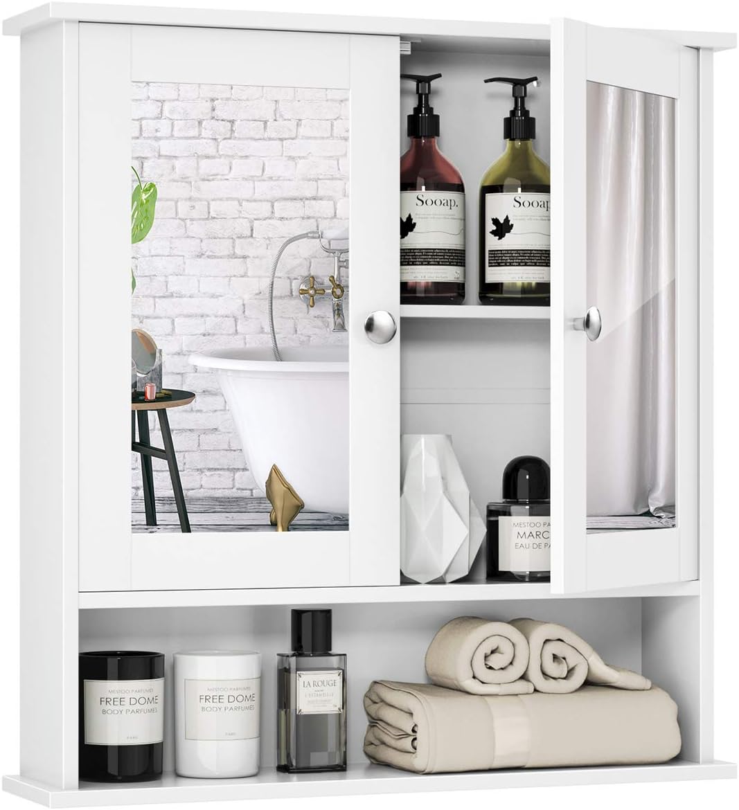 Tangkula Bathroom Medicine Cabinet with Mirror for Storage