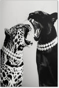 Vintage Leopard Canvas Wall Art 24x36 in - Black & White Cheetah Print