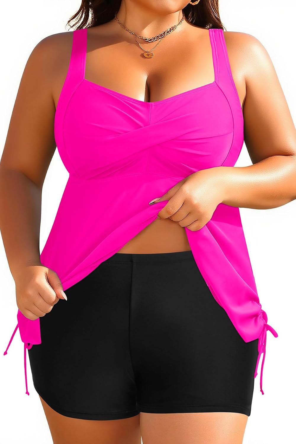 Aqua Eve Plus Size Tankini Swimsuit for Women with Shorts