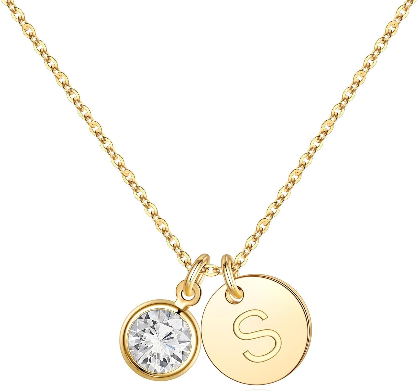 Personalized Birthstone Initial Necklace for Women and Girls