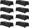 8 Pack Black Tablecloths 60x126 in for 8 ft Rectangle Tables - Wrinkle