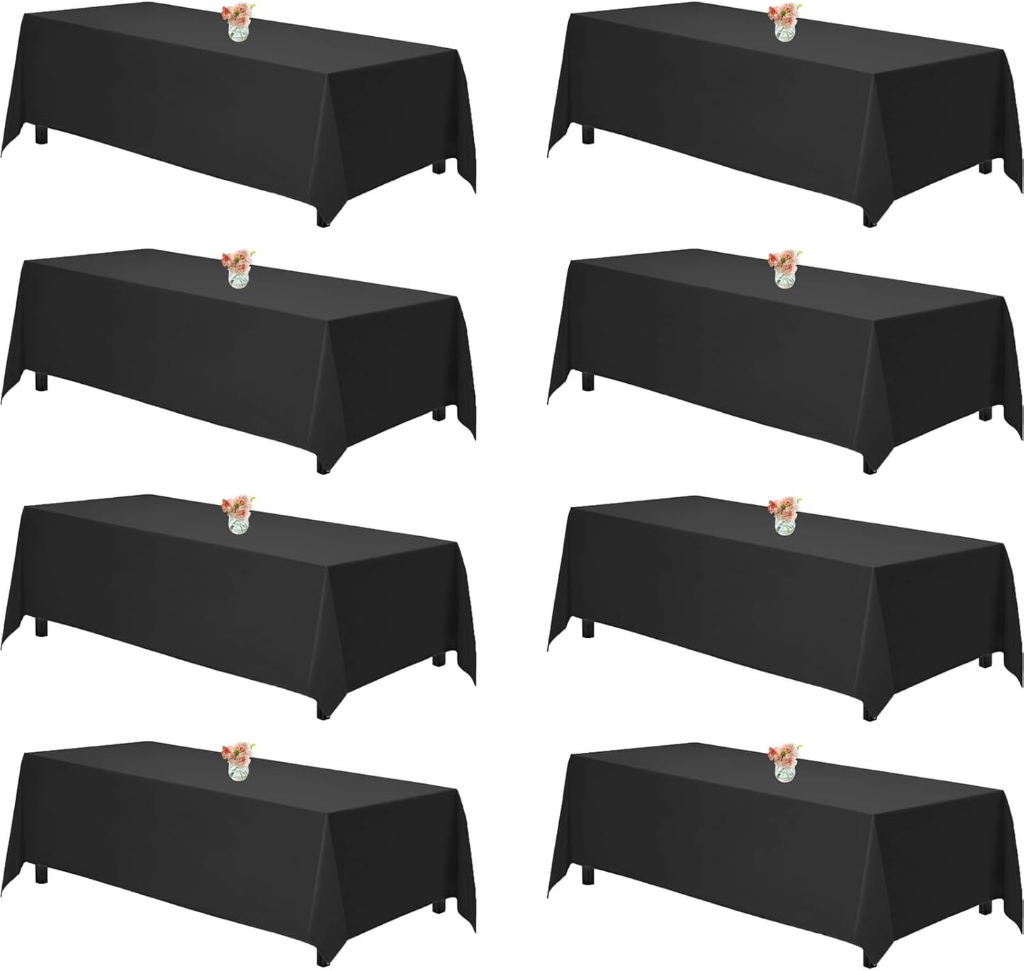 8 Pack Black Tablecloths 60x126 Inch for Elegant Events