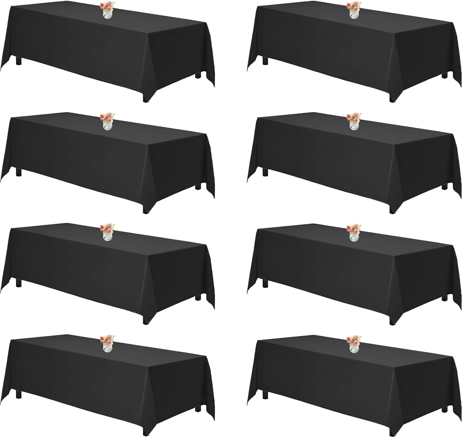 8 Pack Black Tablecloths 60x126 Inch for Elegant Events
