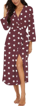 Women Kimono Robe Long Knit Bathrobe - Lightweight Soft Lounge Wear