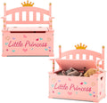 Costzon Wooden Toy Box 2-in-1 Toy Chest Storage Bench - Pink