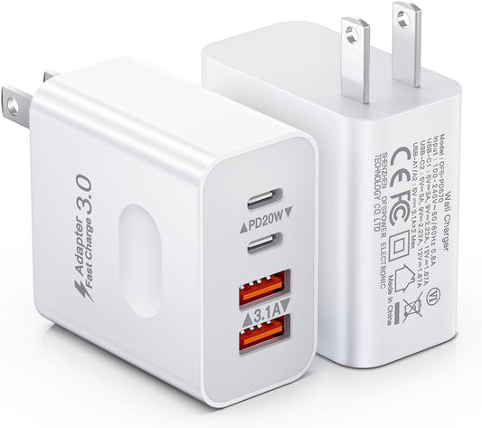 Fast Charge 4-Port USB C Wall Charger Duo