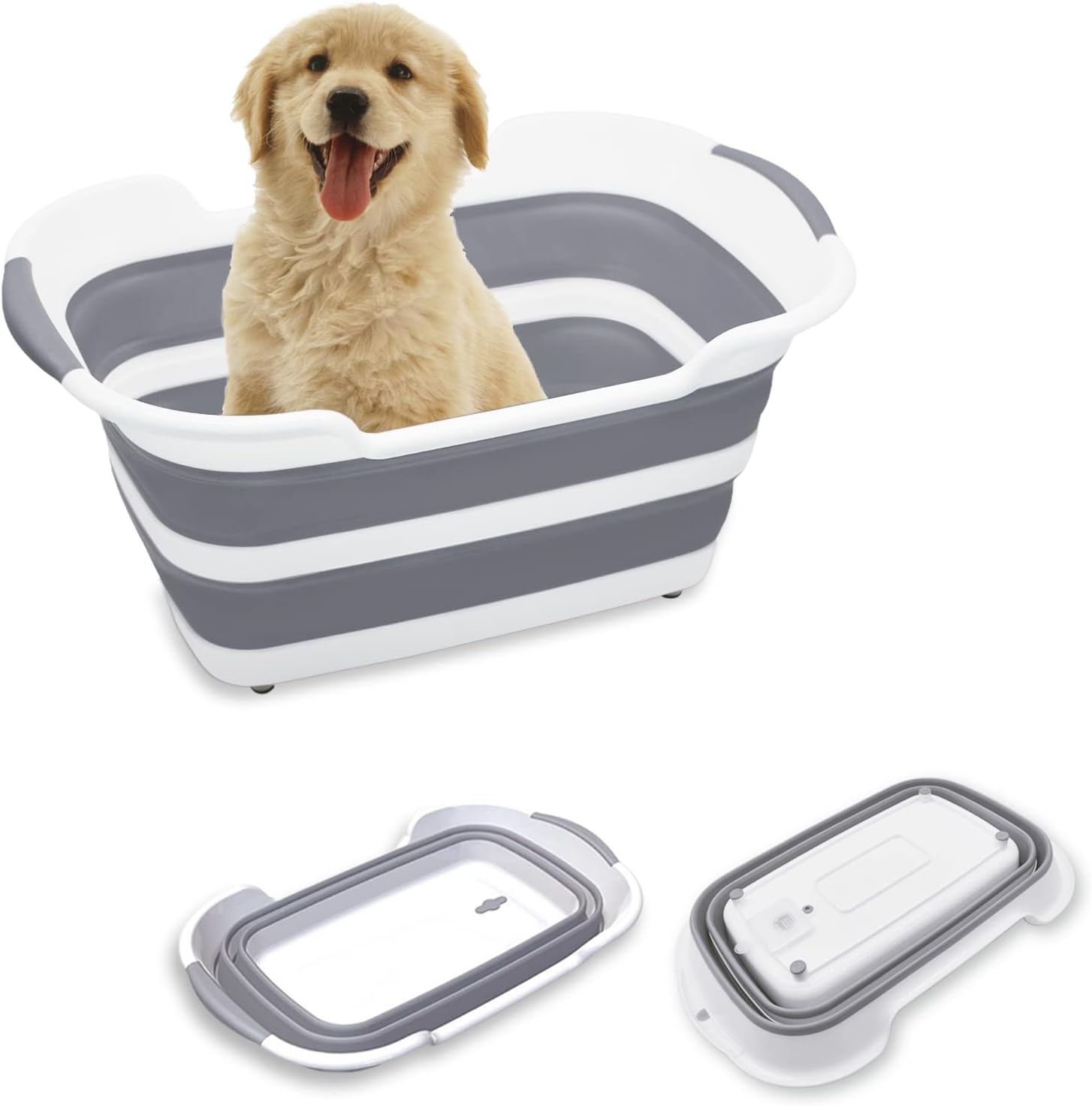 7.1 Gal Collapsible Pet Bathtub with Drainage and Hair Collector