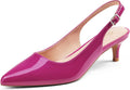 Women's Low Kitten Heels Slingback Pumps - Comfortable Pointed Toe