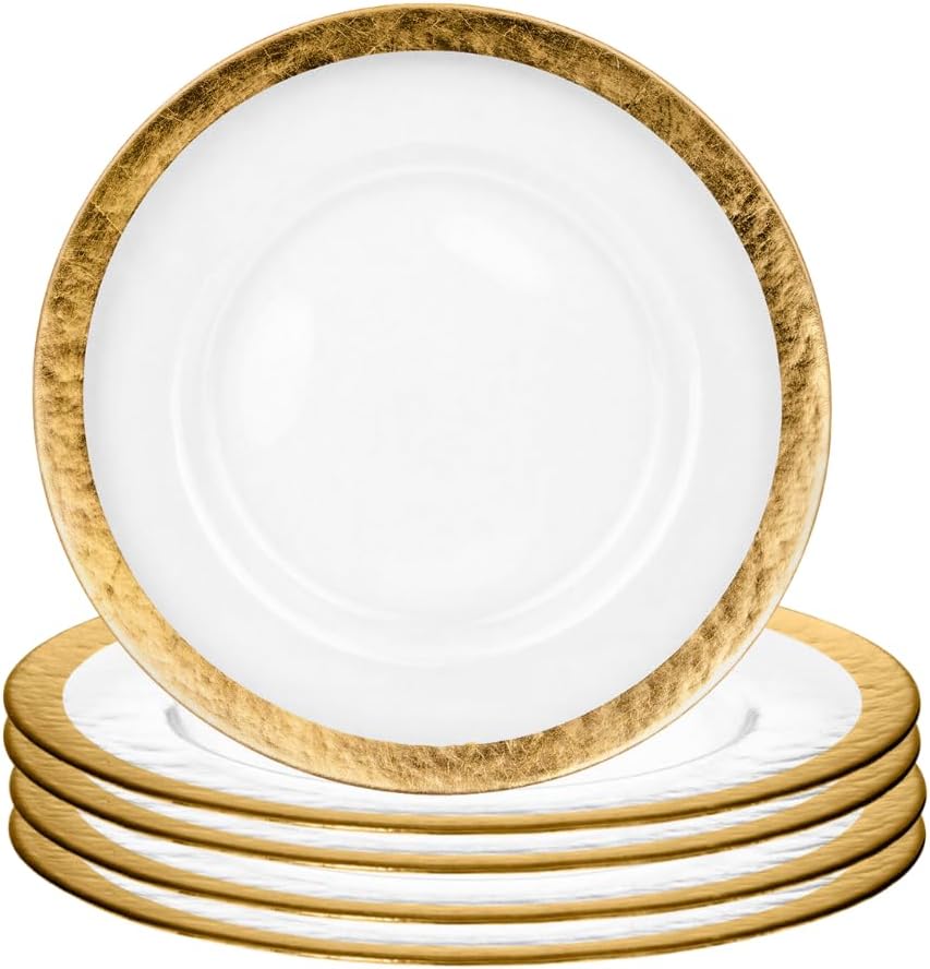 Modern Glam Gold Leaf Charger Plates x4