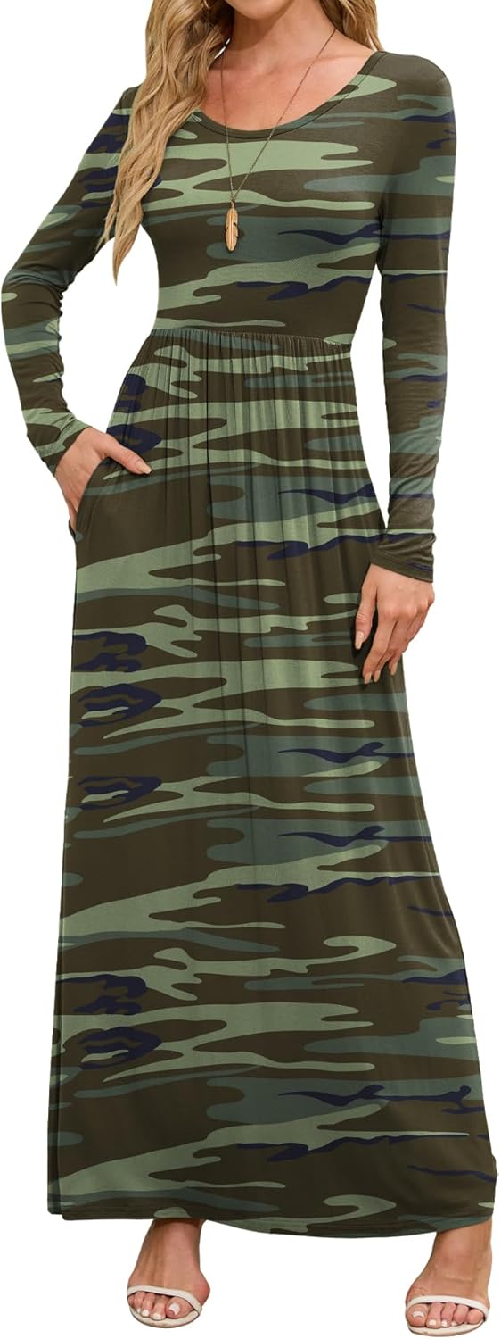 DEARCASE Women's Maxi Dress with Pockets for Casual Fall Wear