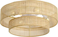 20in Boho Bamboo Caged Wicker Rattan Flush Mount Ceiling Fan - Low
