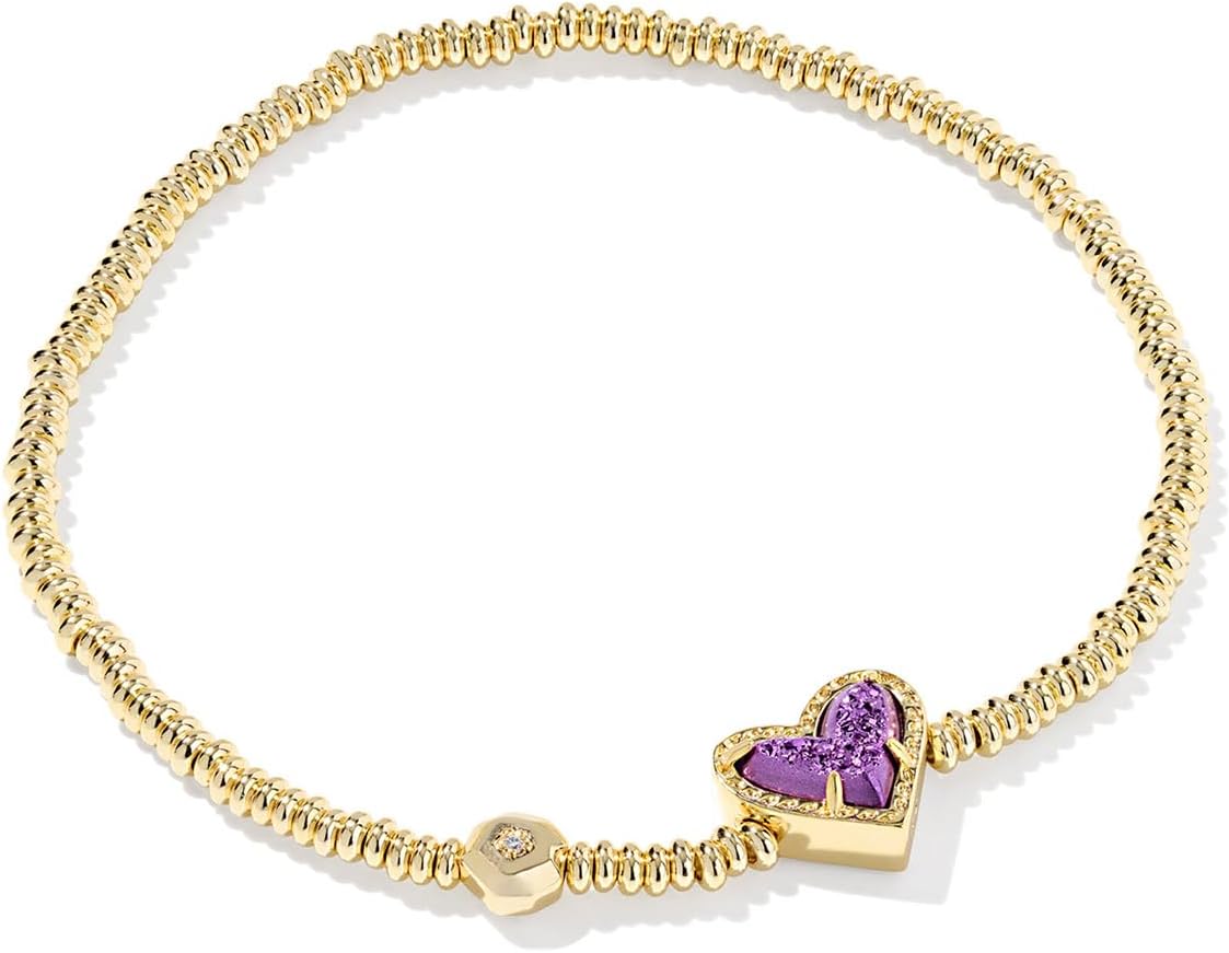 Ari Heart Stretch Bracelet in Purple Drusy for Women Fashion