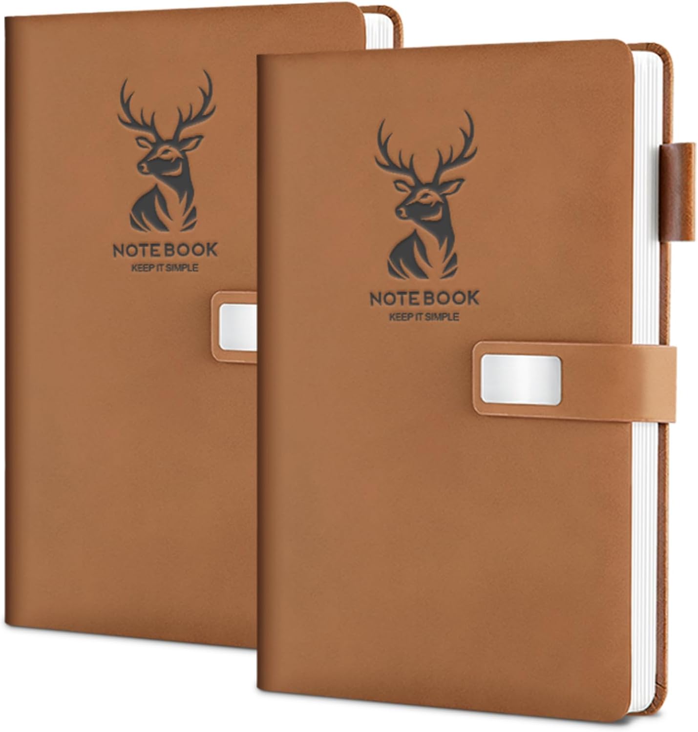 Premium Leather Journal with Magnetic Buckle & Pen - 180 Pages A5