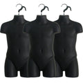 DisplayTown Black Child Torso 3-Pack Stackable Dress Forms - Size 5T-7