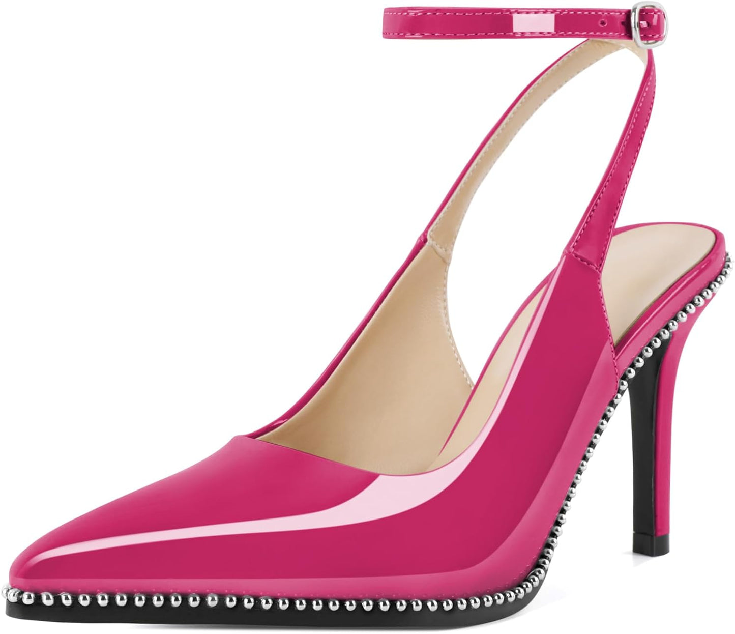 Slingback Heels for Women: Hot Pink Ankle Strap Stilettos