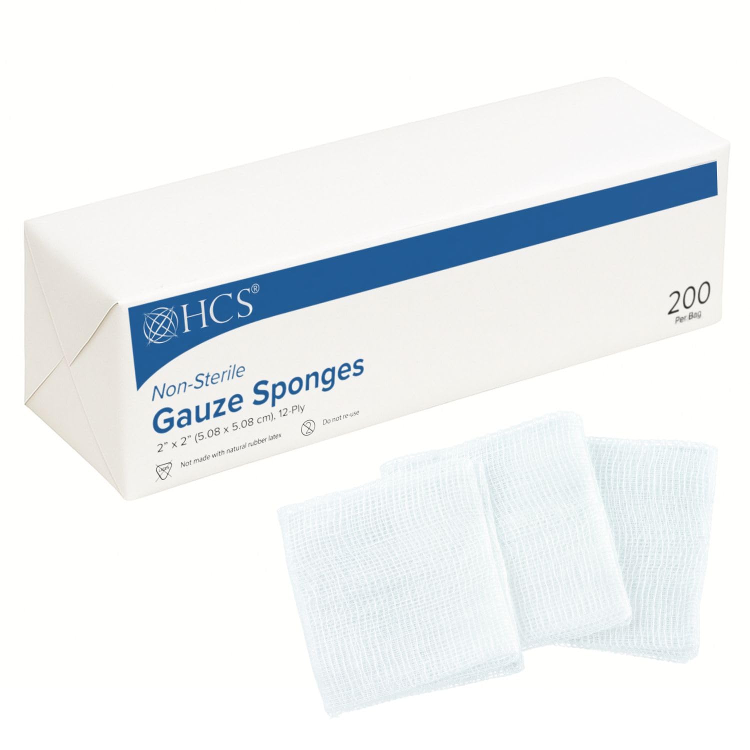 HCS Bulk Woven Gauze Sponges 2x2 - Non-Sterile 12-Ply Pads