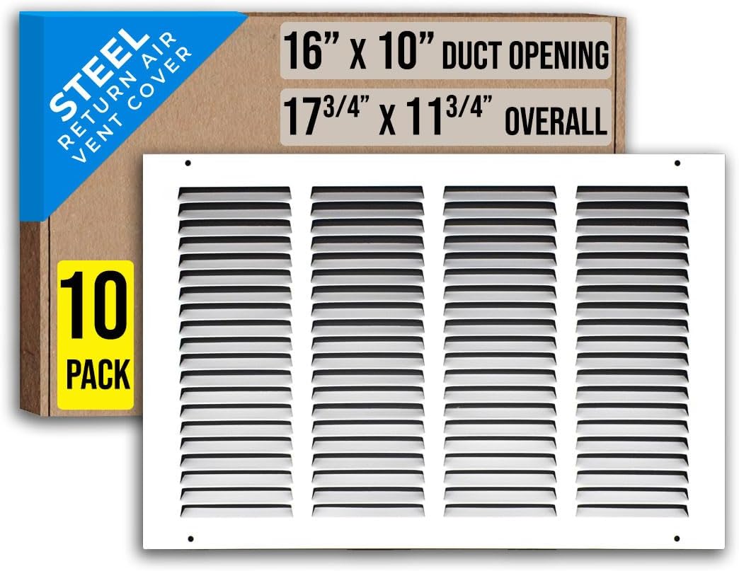 10 Pack Steel Return Air Grille for 16x10 Duct Openings