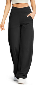 Wide Leg Pants for Women Loose Yoga Pants with Pockets - Comfortable V