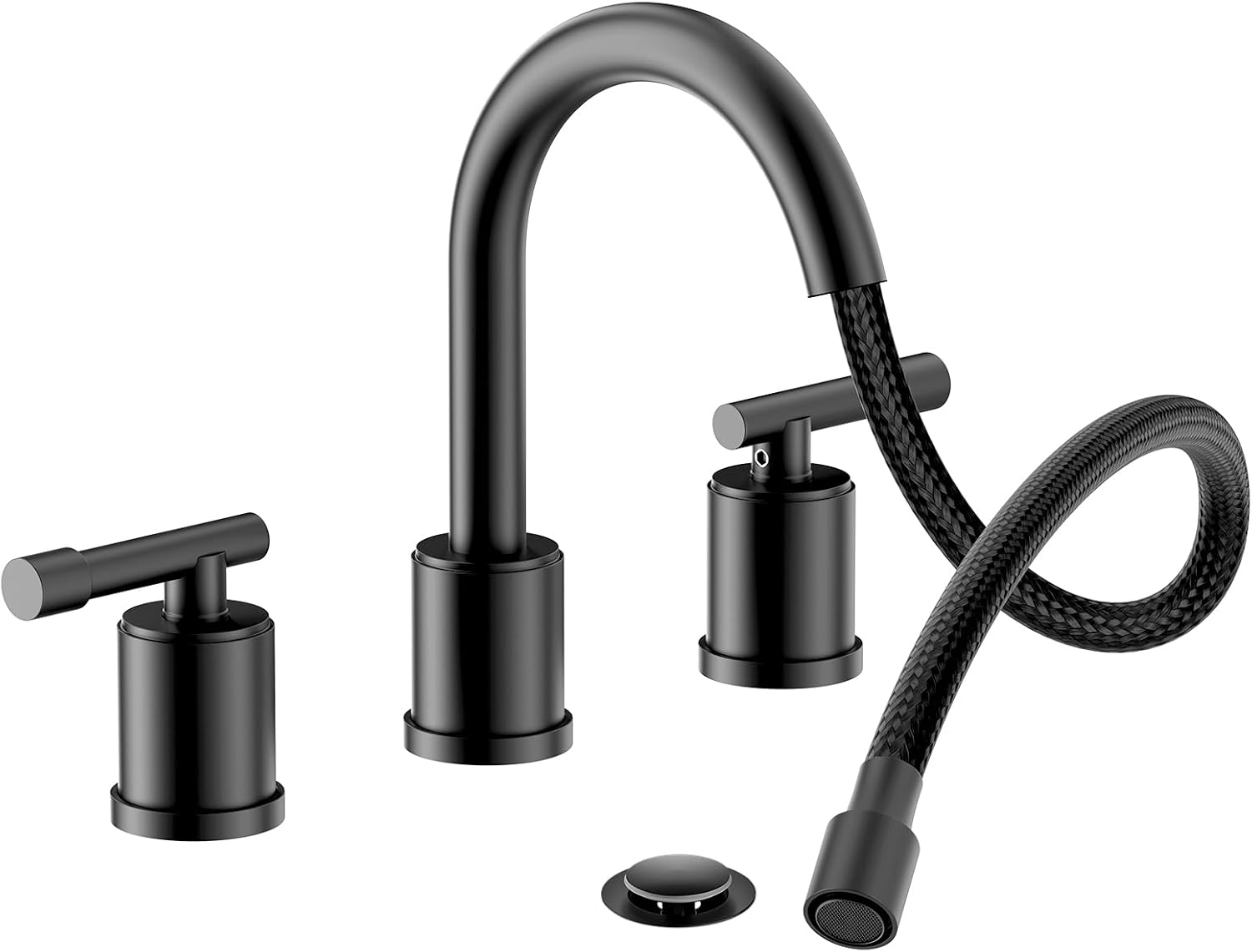 Matte Black Pull Down Bathroom Faucet with Sprayer and Drain