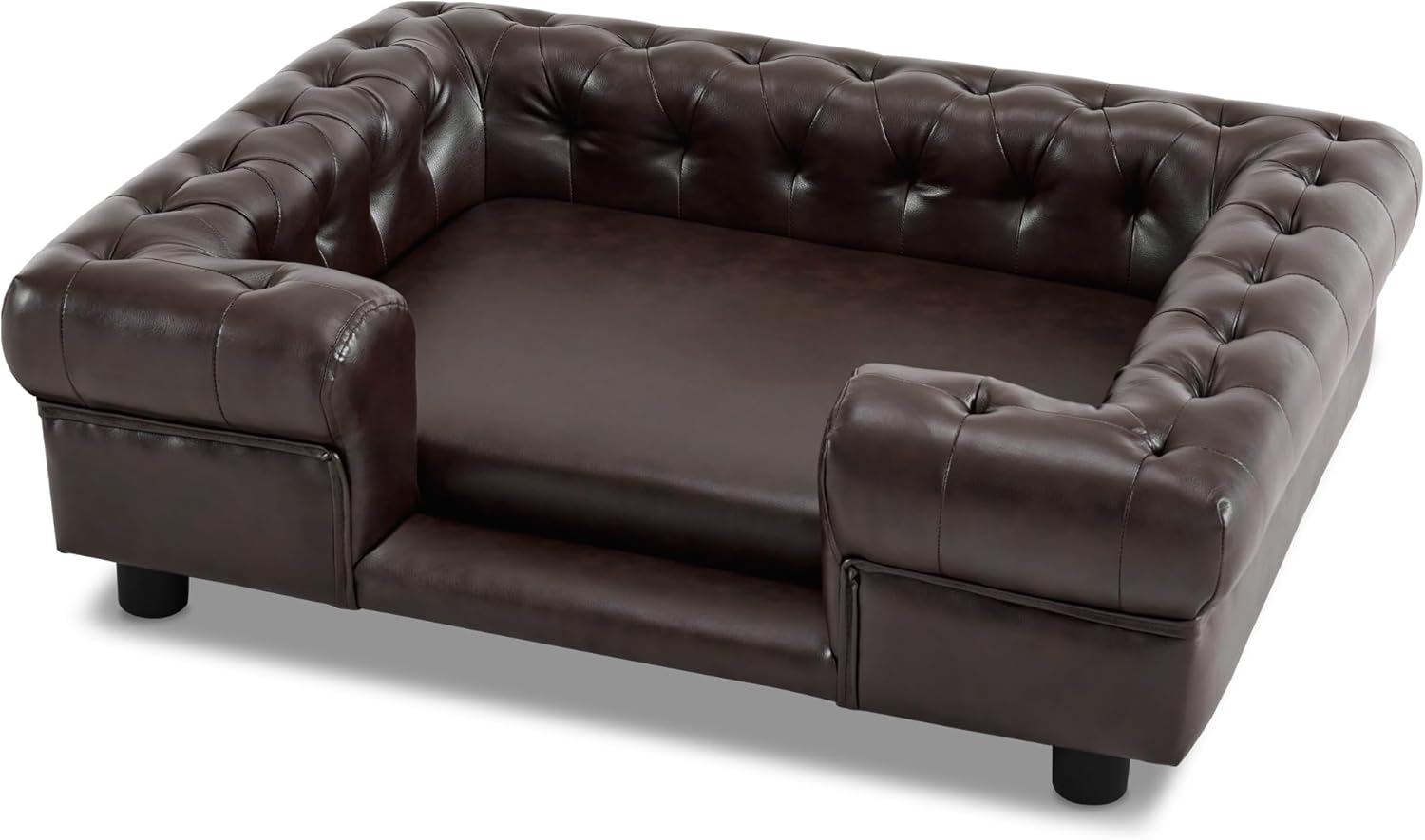 MCombo Faux Leather Dog Couch for Medium Dogs - Elegant Design
