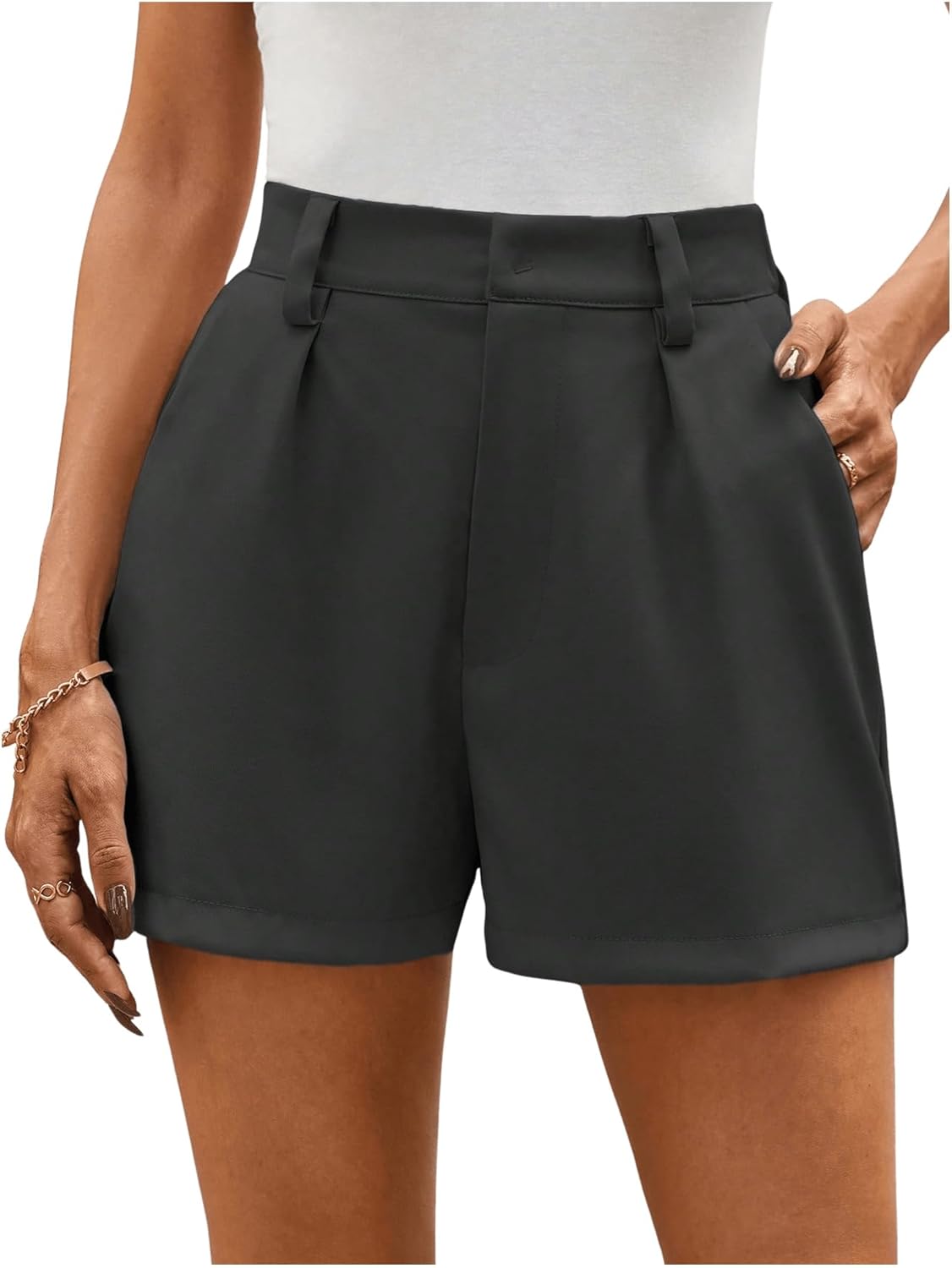 Elegant Plaid High Waisted Mini Shorts for Women Work Casual