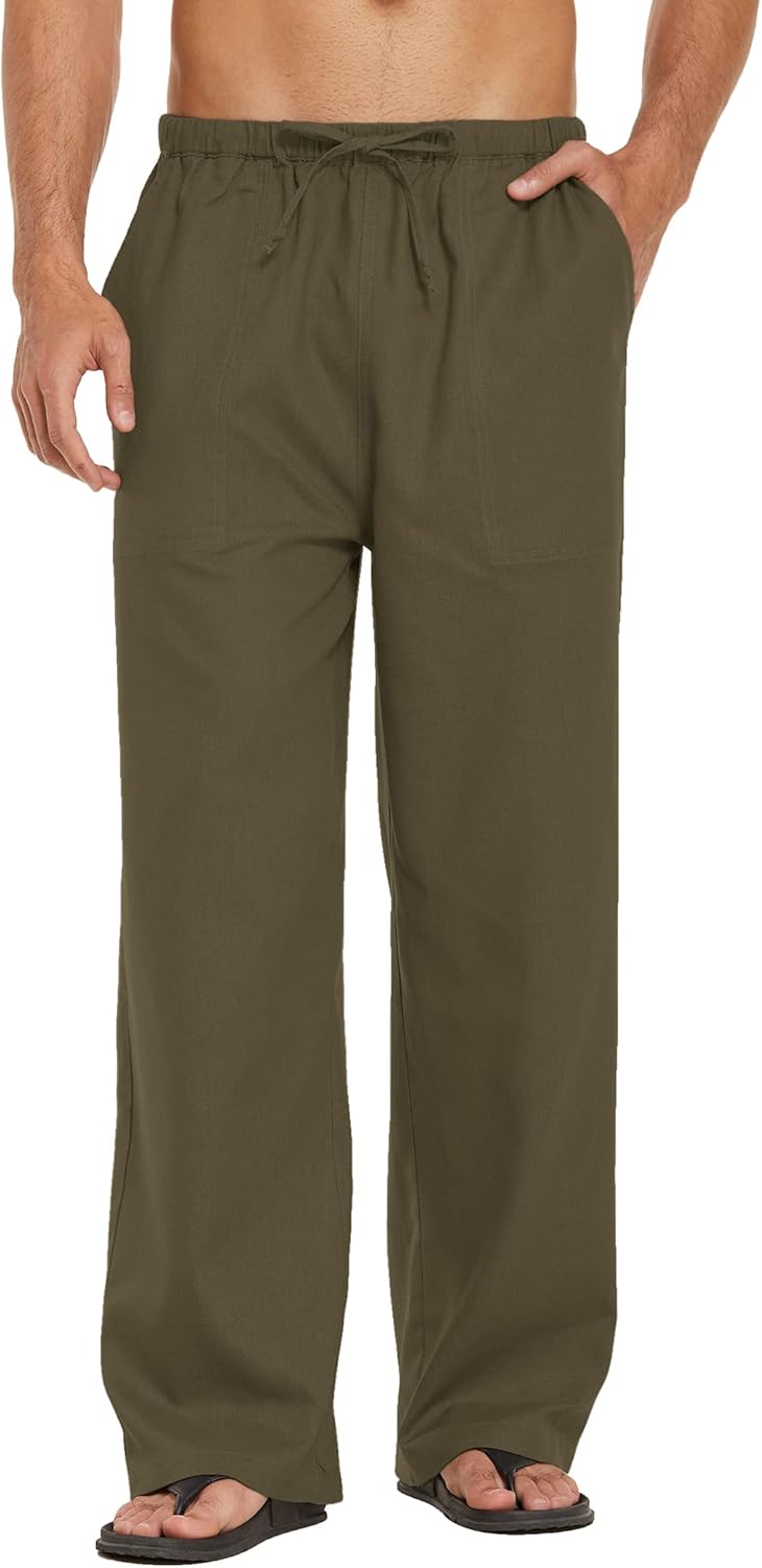 COOFANDY Mens Casual Linen Pants for Summer Beach and Yoga