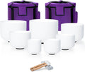 6-12in White 432hz Quartz Crystal Singing Bowls Set of 7 - Healing