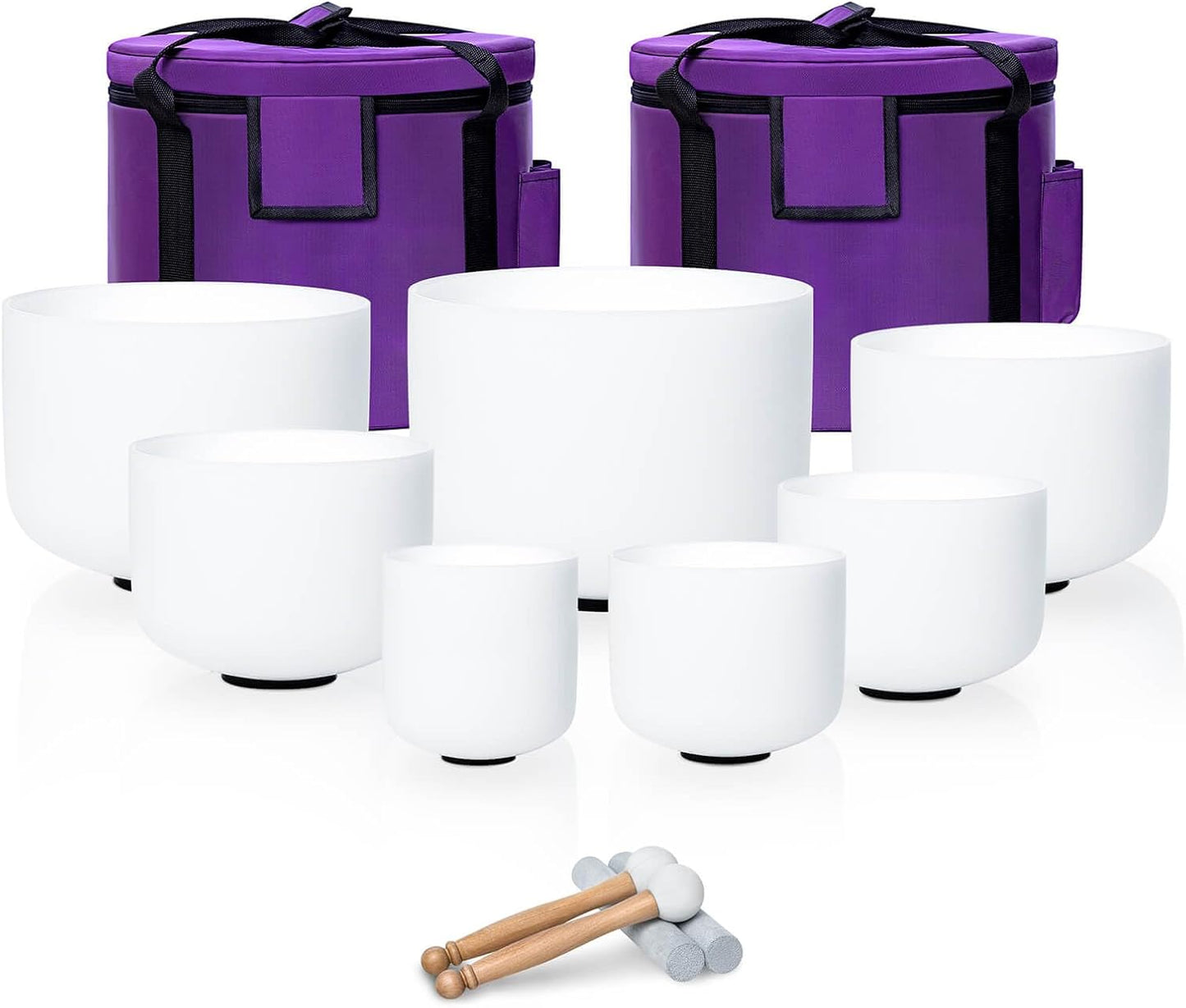 432hz Quartz Crystal Singing Bowls Set for Healing Meditation